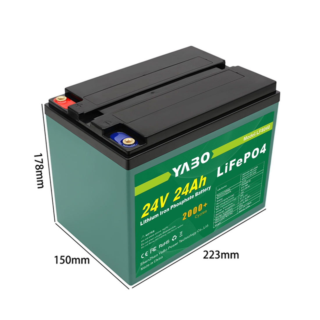 24V 24Ah LiFePO4 Battery for Yachts and Boats